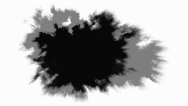 Black ink drop on white background round ragged inkblot slowly spreads out from the center