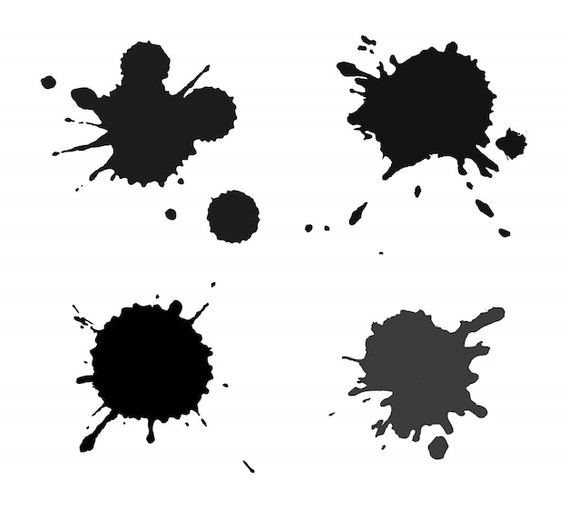 Vector black ink splashes set