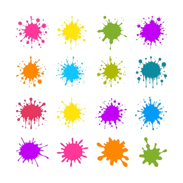 Black Ink Splashes Splotches Splash and ink splatter cartoon set Stain and paint splat shapes
