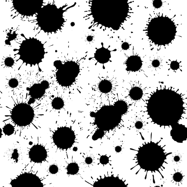 Black ink splatter seamless pattern Artistic grunge