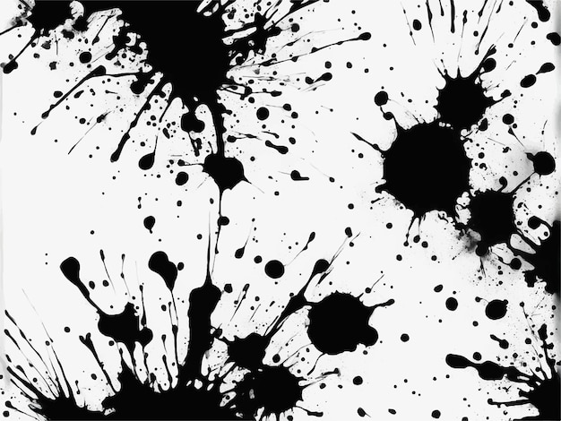 Vector black ink splatter on white background abstract black ink splash background grunge ink blots