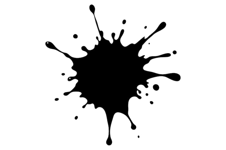Vector black ink spots set on white background ink illustration brush strokes