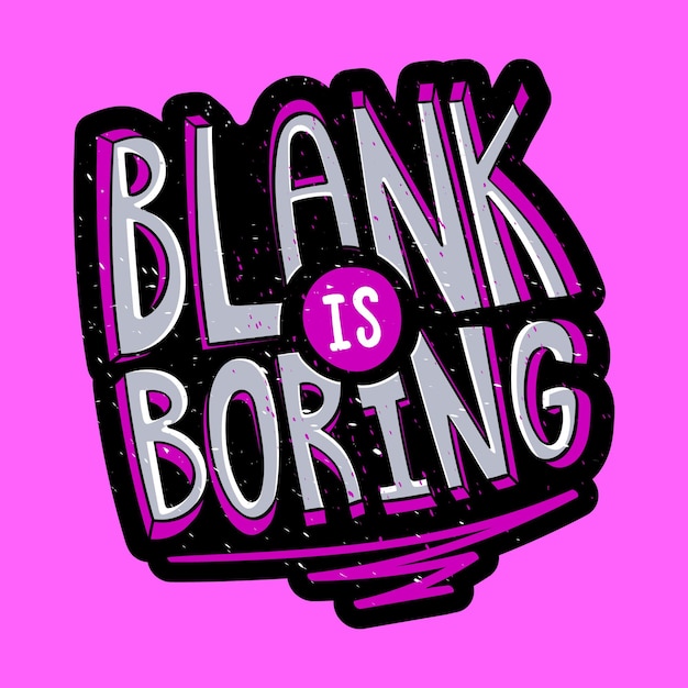 Black ins boring sticker stile 3d irregolare colori vivaci arte tipografica a mano