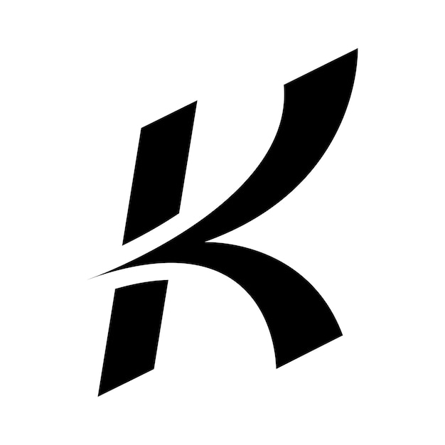 Vector black italic arrow shaped letter k icon