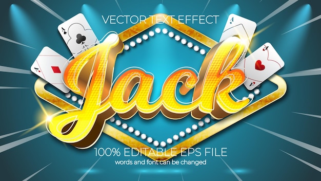 Black jack editable text effect style eps editable text effect