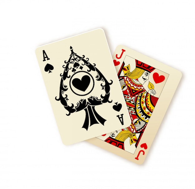 Vector black jack playing cards combination