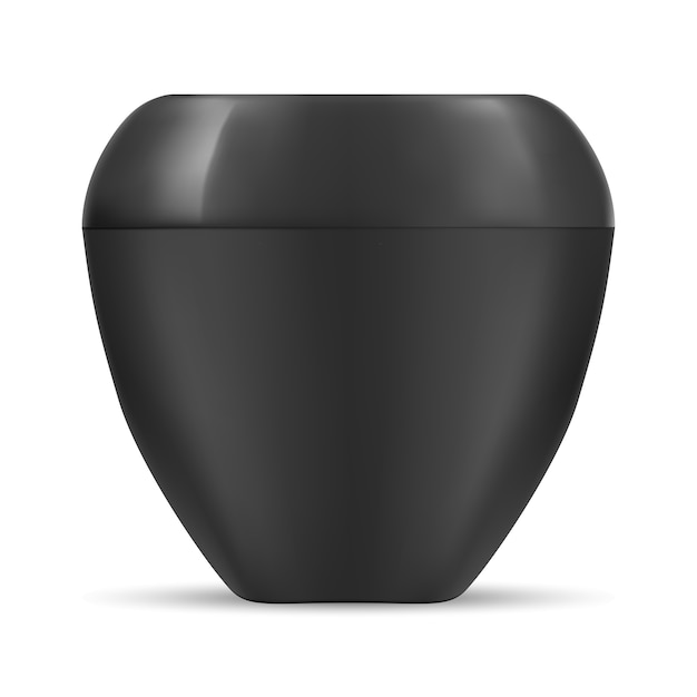 Black Jar. Cosmetic Cream Container. Plastic Blank