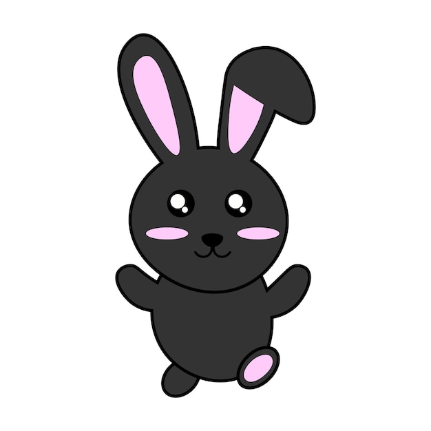 Vector black joyful rabbit