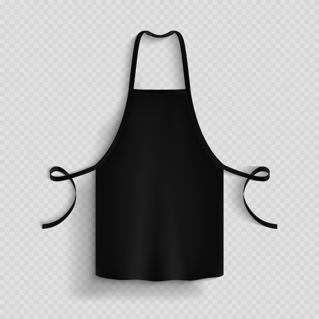 Vettore grembiule da cucina nero. uniforme del cuoco unico per la cottura del modello di vettore.