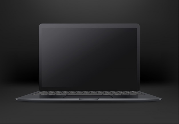 Vector black laptop with empty screen