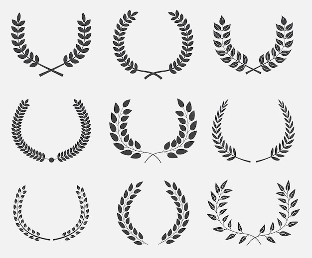 Vector black laurel wreath set