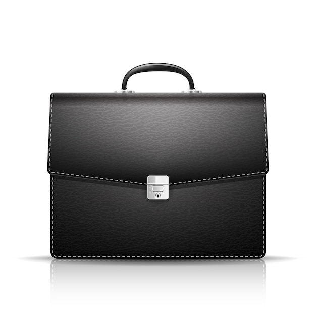 Black leather briefcase isolated