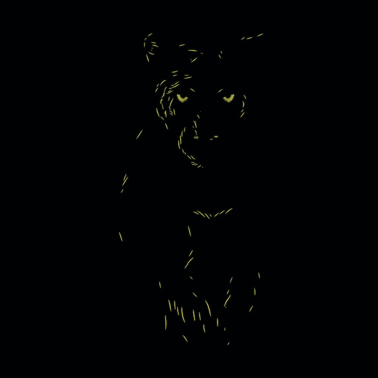 Vector black leopard panther line pop art potrait logo colorful design with dark background