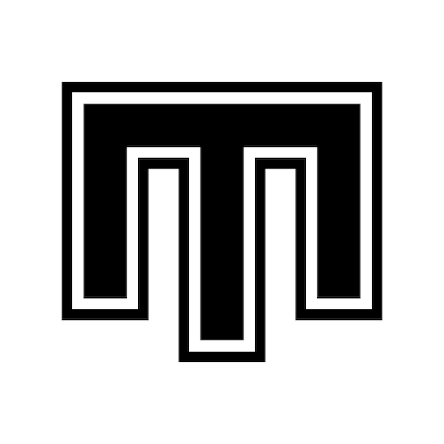 Vector black letter m icon with an outer stripe