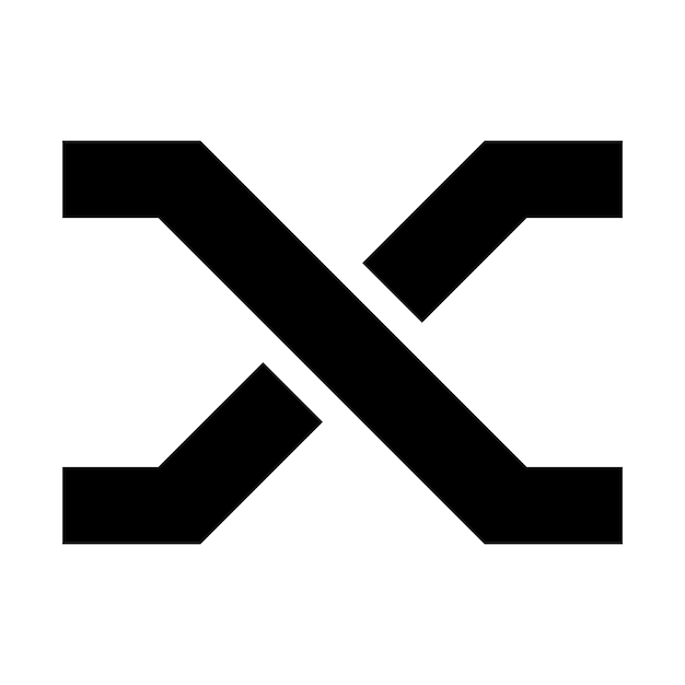 Black Letter X Icon with Crossing Lines