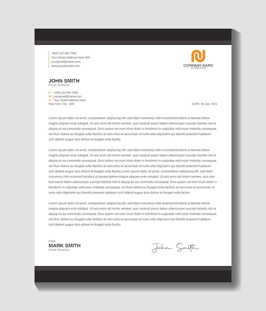 Black letterhead design template for corporate company