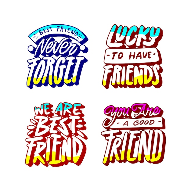 black lettering best friends sticker set