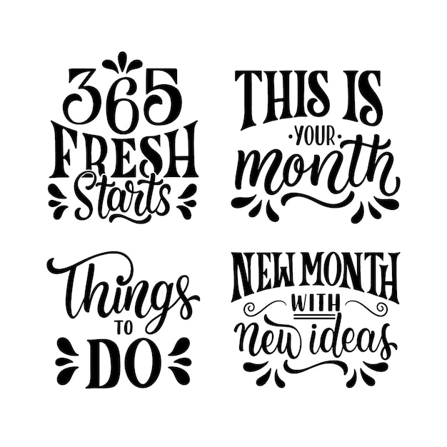 Black lettering calendar quotes stickers collection