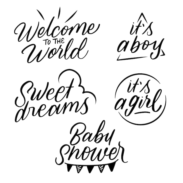 Vector black lettering with baby born phrases