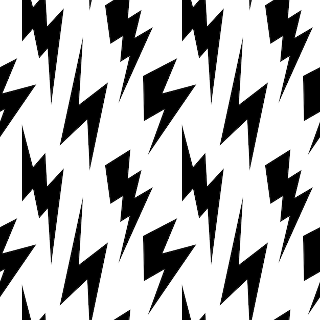 Black lightning bolts seamless pattern Thunderbolts repeating background Storm and lightning strikes