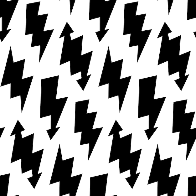 Black lightning bolts seamless pattern. Thunderbolts repeating background. Storm and lightning