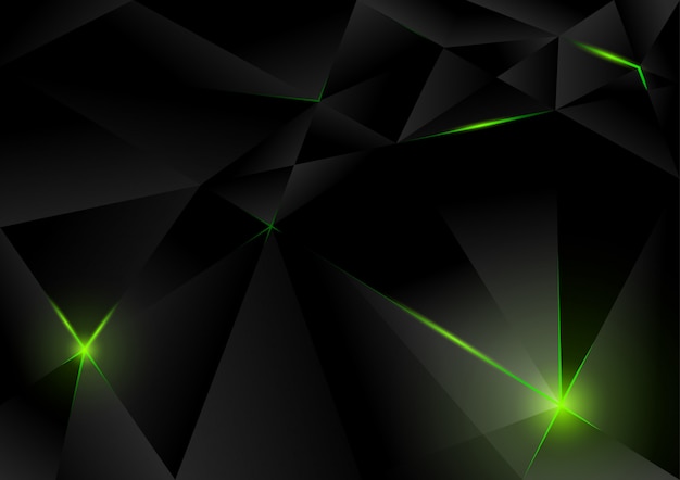 Premium Vector | Black lightning crystals background with green lights