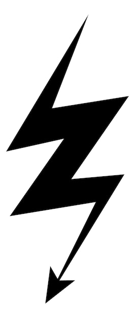 Vector black lightning with down arrow thunderstorm light symbol