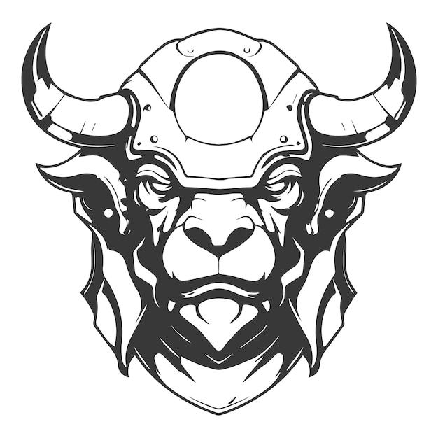 black line art bull head wearing a cowboy hat