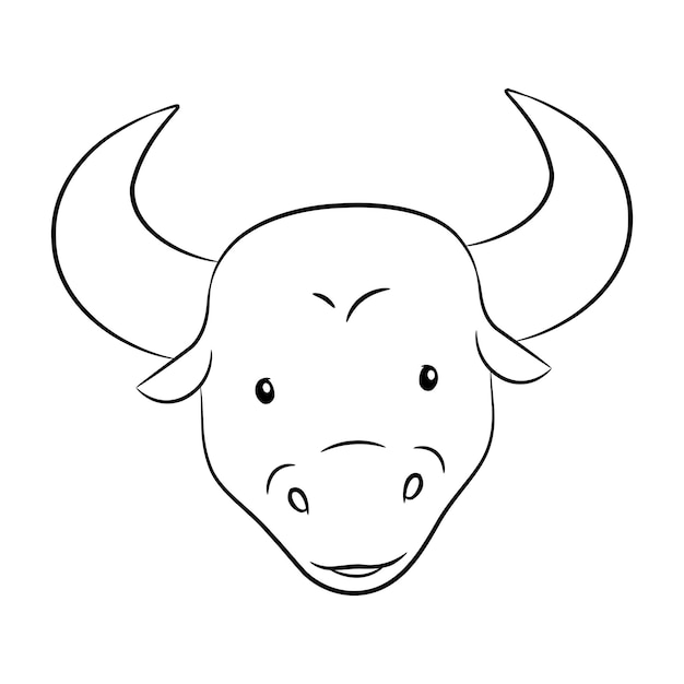 Vector black line art of taurus zodiac sign