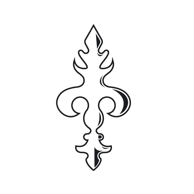 Black line fleur de lis icon vector element concept design