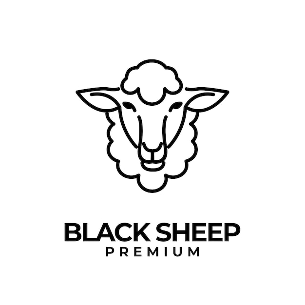 Vector black line sheep logo icon design illustration