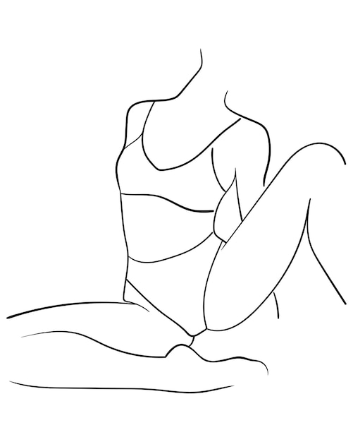 Sagome di linea nera del corpo femminile in biancheria intima. - illustrazione vettoriale