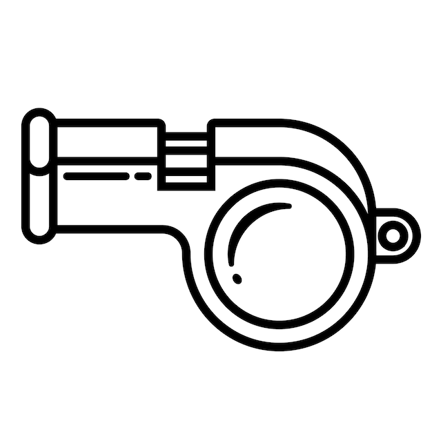 Black linear icon of whistle for football referee