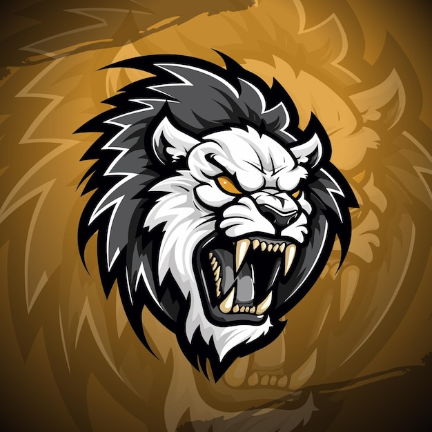 Логотип современного игрового талисмана Black Lion для киберспортной команды с векторной иллюстрацией