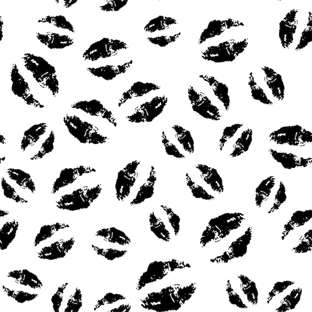 Black lip print female pattern on a white background vector illustration