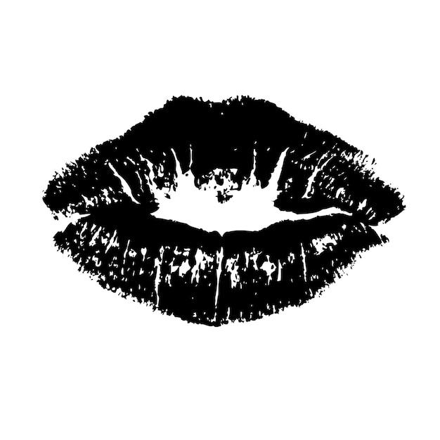 Vector black lips kiss lips vector lips close up white background vector illustration