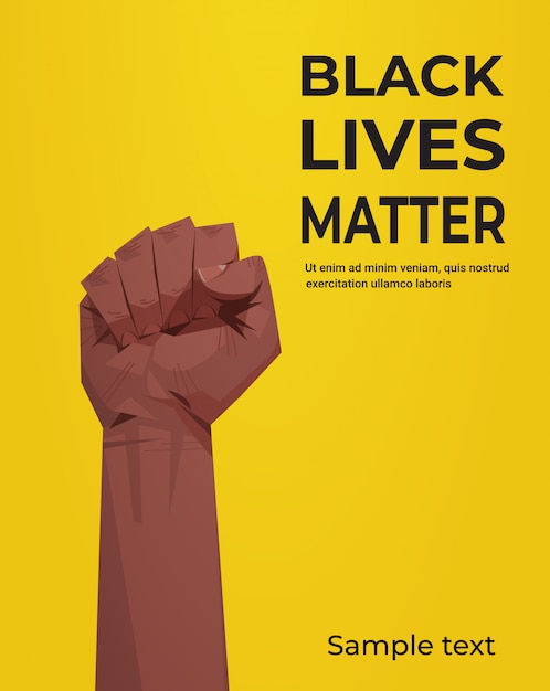 검은 생명 문제 배너 어두운 피부색의 인종 차별에 대한 주먹 인식 캠페인을 제기