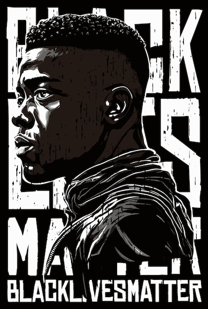 Vector black lives matter-beweging met een portret van een zwarte man.