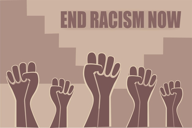 Vector black lives matter and i can't breathe concept vector illustration poster african americans against racism stronger together stop racism stylized illustration of a raised fist