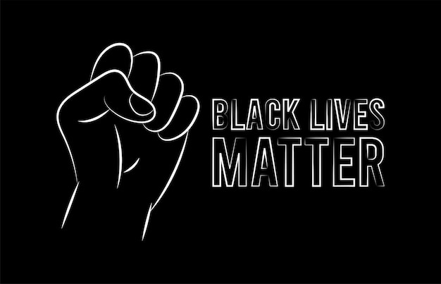 Black lives matter illustrazione con pugno forte