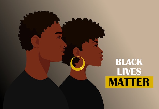 Vector black lives matter, isolated. young african americans: man and woman against racism. black citizens are fighting for equality.