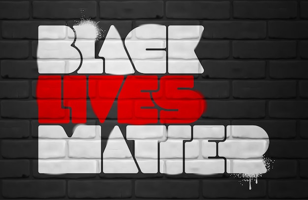 벽돌 벽에 Black Lives Matter 글자.