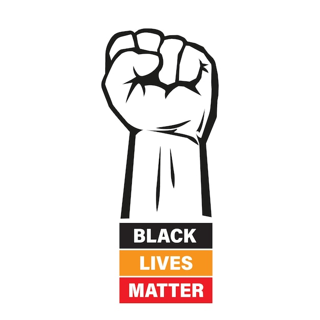 Black Lives Matter Verhoogde vuist Burgerrechten probleem Vector geïsoleerd op wit