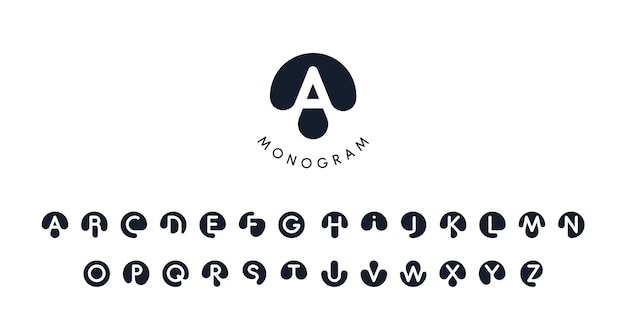 Вектор Черный логотип с вырезанным силуэтом букв вокруг монограммы для бизнеса и современного брендинга