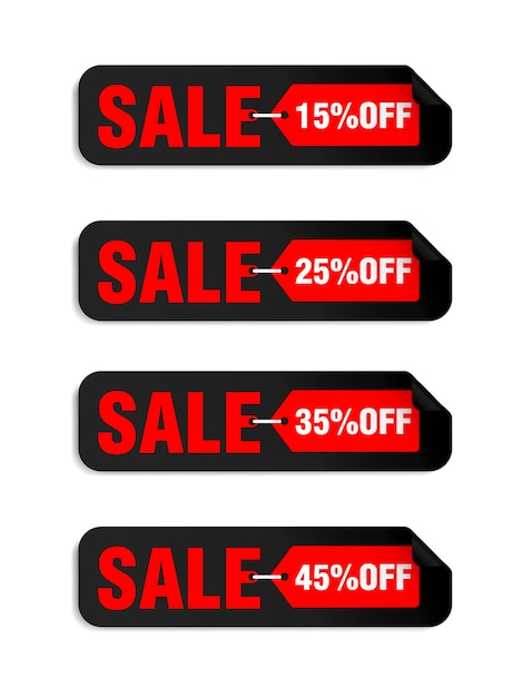 Black long sale stickers set 15 25 35 45 off discount