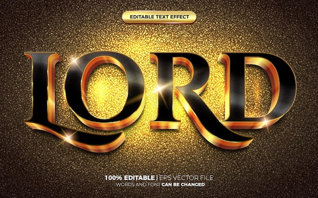 Черный лорд золото 3d редактируемый текстовый эффект