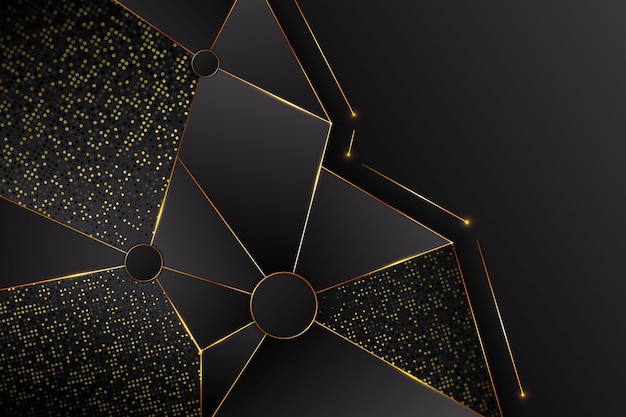 Vector black luxury background geometric shape black and golden gradient