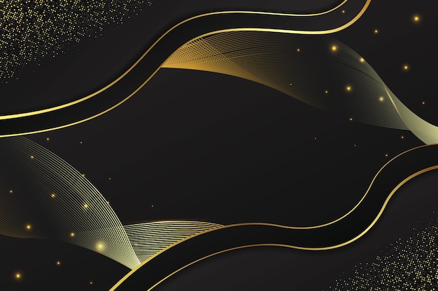 Black luxury background wave shape with black and golden color