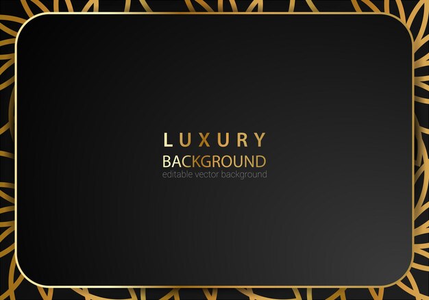 Black luxury background with golden line elements, decoration and bokeh. Luxury Design Concept