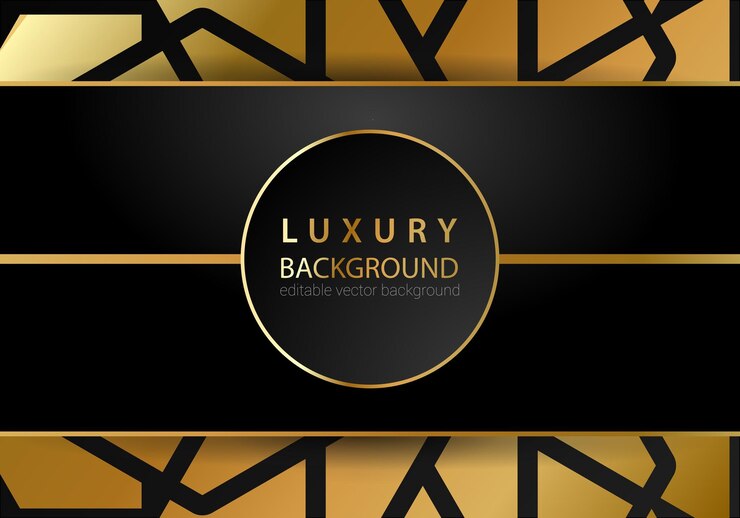 Vector black luxury background with golden line elements, decoration and bokeh. luxury design concept